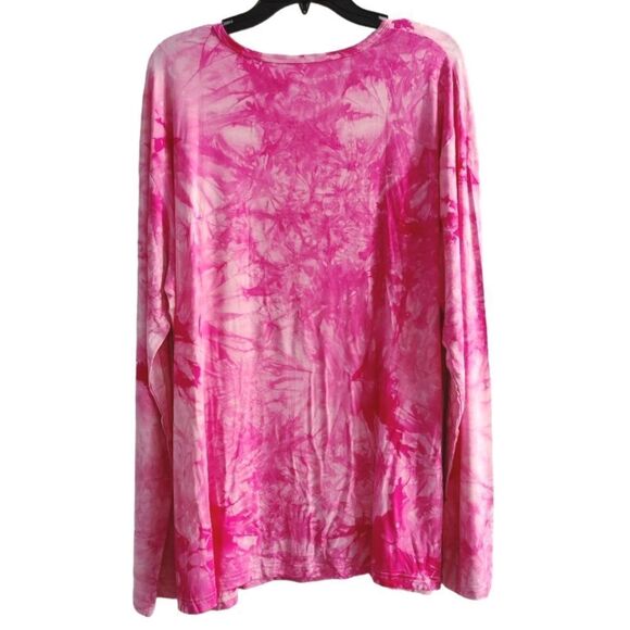 Amazon 5DU bright pink stretch soft tie dye long sleeve t shirt top XXL - Picture 3 of 3